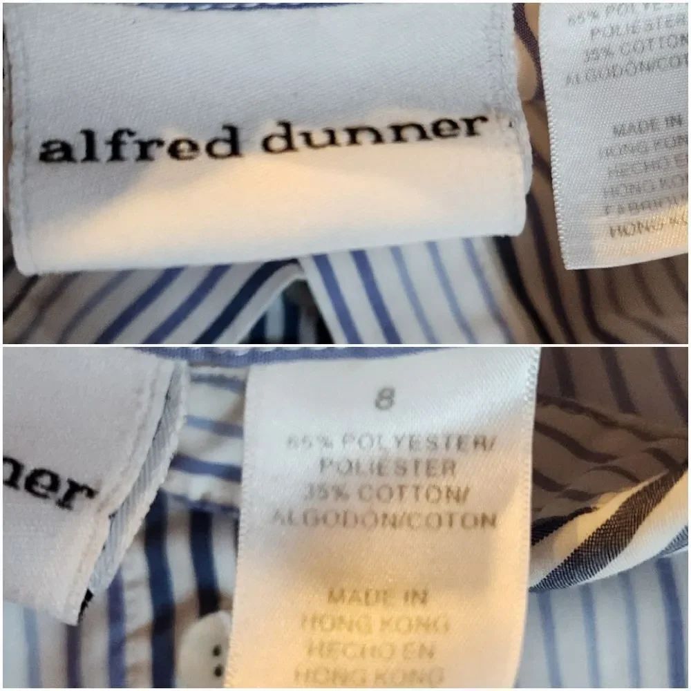 ☔️🔺️Alfred Dunner Pinstripe Embroider Daisy & Butterfly Button Top Size 8 - Picture 13 of 13